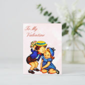 Vintage Kinder Küssen Valentinstag Valentine Postkarte (Stehend Vorderseite)