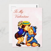Vintage Kinder Küssen Valentinstag Valentine Postkarte (Vorne/Hinten)