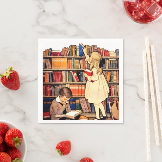 Vintage Kinder Lesebuchbücher Napkins Serviette (Beispiel)