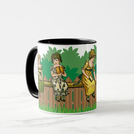 Vintage Kinder lesen Bücher Tasse (Vorderseite Links)