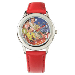 Vintage-Kinder-Luftballons-Hund-Achterbahnfahrt Armbanduhr