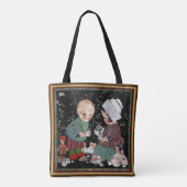 Vintage Kinder mit einem Tee-Party, das sich vortä Tasche (Rückseite)