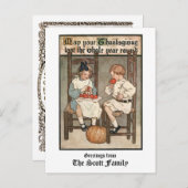 Vintage Kinder mit Erntedank Gruß Feiertagspostkarte (Vorne/Hinten)