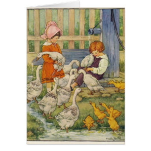 Vintage - Kinder mit Gänsen & Gössel