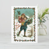 Vintage Kinder mit Weihnachten (Stehend Vorderseite)