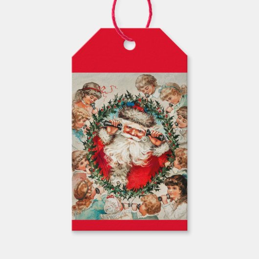 Vintage Kinder nennen Weihnachts-Weihnachtsgeschen Geschenkanhänger (Vorderseite)