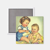 Vintage Kinder, Niedliche glückliche Kleinkinder l Magnet (Vorderseite/Rückseite)