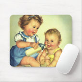 Vintage Kinder, Niedliche glückliche Kleinkinder l Mousepad (Mit Mouse)