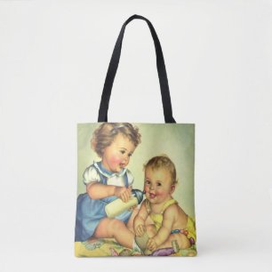 Vintage Kinder, Niedliche glückliche Kleinkinder l Tasche