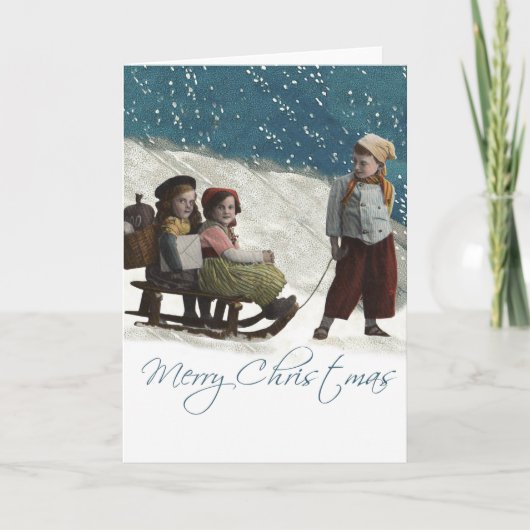 Vintage Kinder Rodelbahn Weihnachten Winter (Vorderseite)