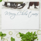 Vintage Kinder Rodelbahn Weihnachten Winter Geschirrtuch (Gefaltet)