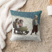 Vintage Kinder Rodelbahn Weihnachten Winter Kissen (Decke)