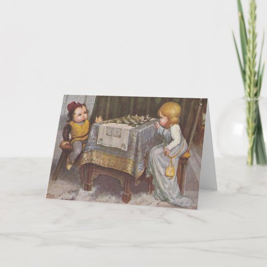 Vintage Kinder Schachspielkarte Karte (Vorderseite)