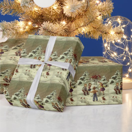 Vintage Kinder Schneemann Geschenkpapier (Feiertage)