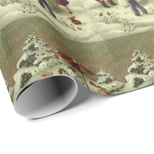 Vintage Kinder Schneemann Geschenkpapier (Rolleneckpunkt)