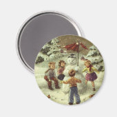 Vintage Kinder Schneemann Magnet (Vorderseite/Rückseite)