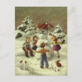 Vintage Kinder Schneemann Postkarte (Vorderseite)