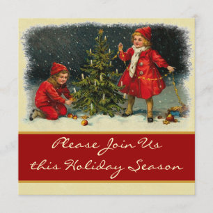 Vintage-Kinder schneiden Weihnachtsbaum Holiday-Pa Einladung