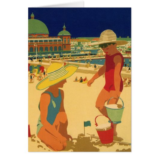 Vintage Kinder, Schwestern Familienurlaub am Stran (Vorne)