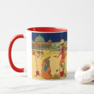 Vintage Kinder, Schwestern Familienurlaub am Stran Tasse