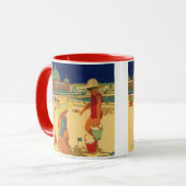 Vintage Kinder, Schwestern Familienurlaub am Stran Tasse (Vorderseite Links)