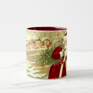 Vintage Kinder sehen Santa Tasse