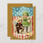 Vintage Kinder Setzen Sie einen Firecracker auf Postkarte (Vorne/Hinten)