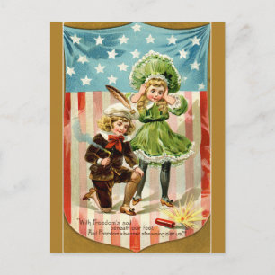 Vintage Kinder Setzen Sie einen Firecracker auf Postkarte