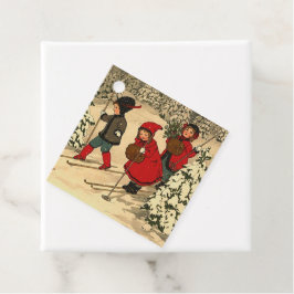 Vintage Kinder Skifahren Liebesmarken Geschenkanhänger