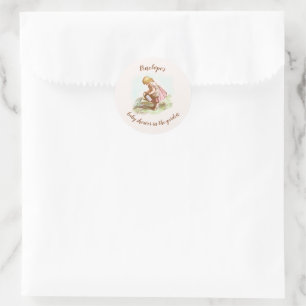 Vintage Kinder Sommergartenparty Baby Shower Runder Aufkleber