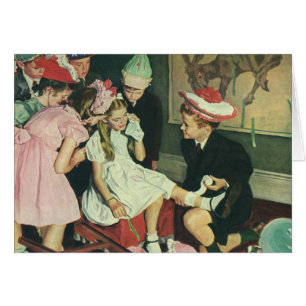 Vintage Kinder spielen Button auf dem Schwanz auf