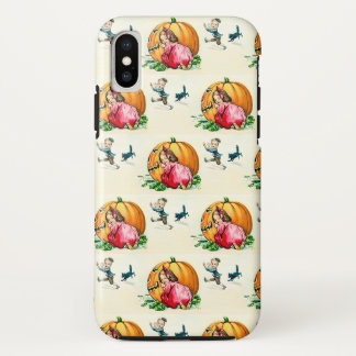 Vintage Kinder spielen Halloween Herbst Thema iPhone X Hülle