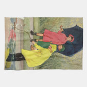 Vintage Kinder spielen in Puddles "A Rainy Day" Geschirrtuch (Horizontal)