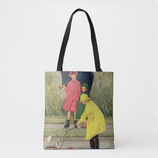 Vintage Kinder spielen in Puddles "A Rainy Day" Tasche (Vorderseite)