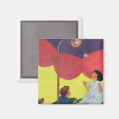 Vintage Kinder spielen Mädchen und Jungen blasen B Magnet (Vorderseite/Rückseite)