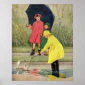 Vintage Kinder spielen Puddles Toyota Rain Poster (Vorne)