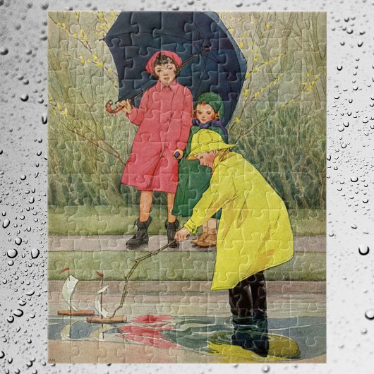 Vintage Kinder spielen Puddles Toyota Rain Puzzle