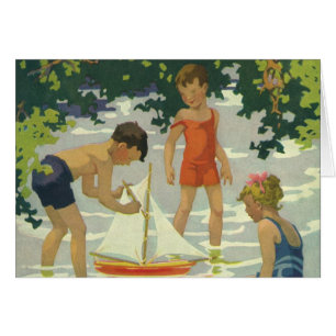 Vintage Kinder Spielzeug Sailboats Sommerteich