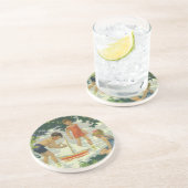 Vintage Kinder Spielzeug Sailboats Sommerteich Sandstein Untersetzer (Seite)