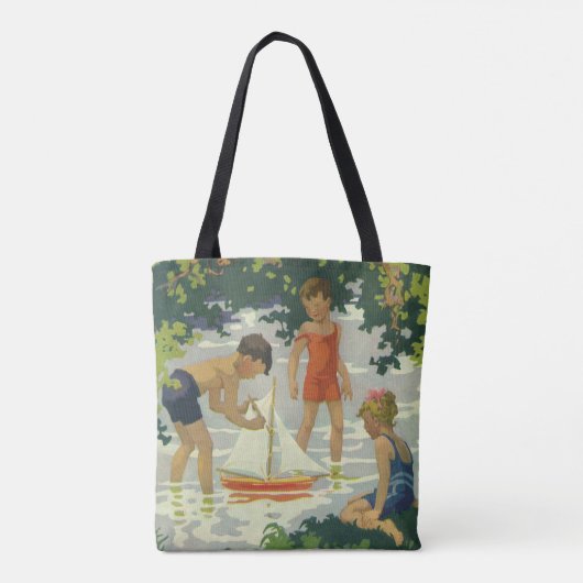 Vintage Kinder Spielzeug Sailboats Sommerteich Tasche (Rückseite)