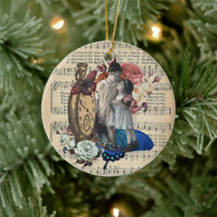 Vintage Kinder und Blumenkollektion Keramik Ornament