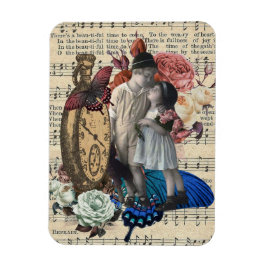 Vintage Kinder und Blumenkollektion Magnet