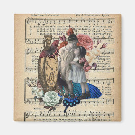 Vintage Kinder und Blumenkollektion Magnet