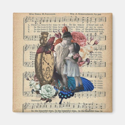 Vintage Kinder und Blumenkollektion Magnet (Vorne)