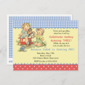 Vintage Kinder und Cockpit Geburtstagsparty Einladung (Vorne/Hinten)