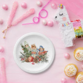 Vintage Kinder und der Engel der Weihnachtszeit Pappteller (Party)