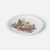 Vintage Kinder und der Engel der Weihnachtszeit Pappteller (Schrägansicht)