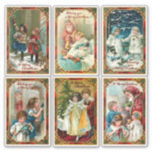 Vintage Kinder und der Weihnachtsmann Aufkleber (Vorderseite)