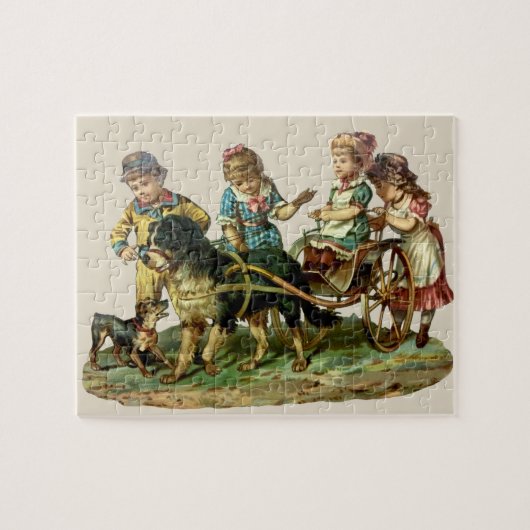 Vintage Kinder- und Hundewagen Puzzle (Horizontal)