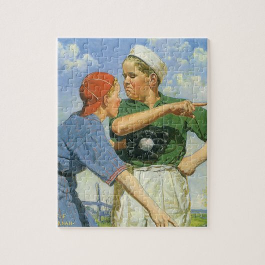 Vintage Kinder und Sportler, Baseballspieler Puzzle (Vertikal)